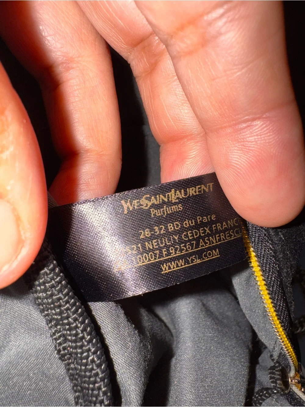Saint Laurent beauty Black Velvet makeup pouch with Gold Chain